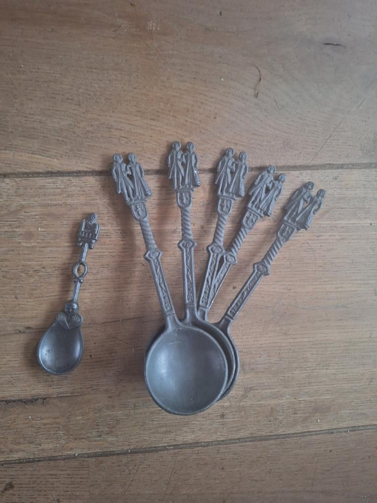 5 bruidslepels zwaar, tin,  pewter, Ophalen of Verzenden