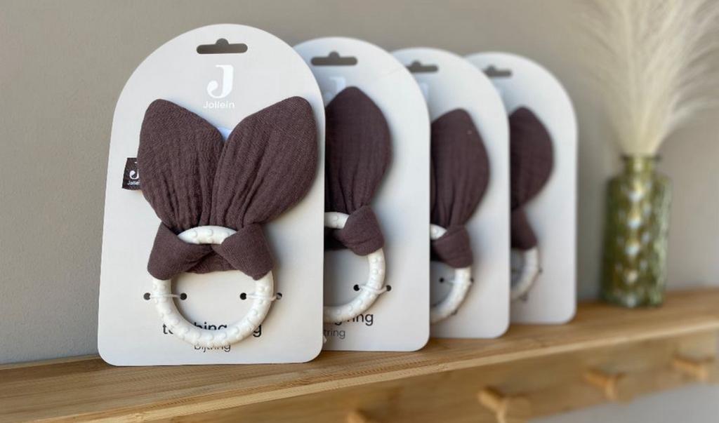 Jollein Siliconen Bijtring Bunny Ears Chestnut Sale, Schoonenburgseweg 1, Overige typen, Ophalen of Verzenden, Info@babykamer-outlet.nl