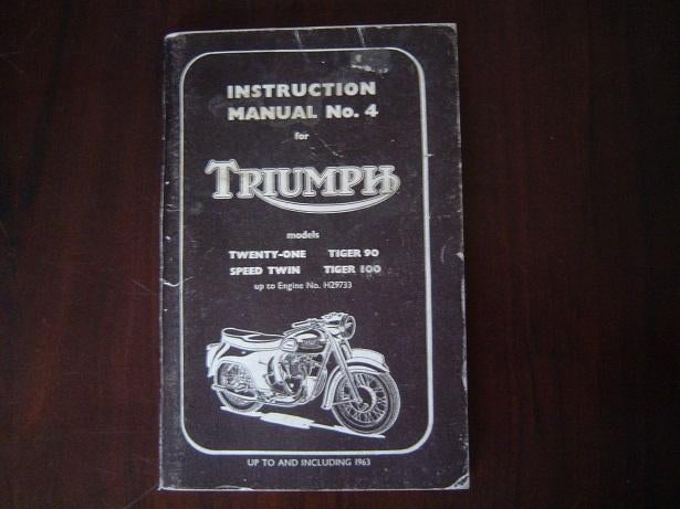 Triumph 3TA 5TA T100 T90 T100SS t/m 1963 instruction manual, Motoren, Ophalen of Verzenden, Triumph