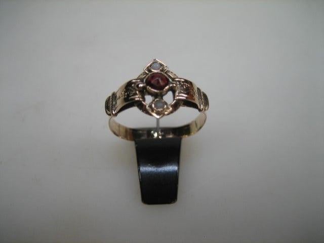 Antiek zeldzame gouden 14 karaat damesring uit ca. 1800, Sieraden, Tassen en Uiterlijk, Antieke sieraden, Ring, Goud, Met edelsteen