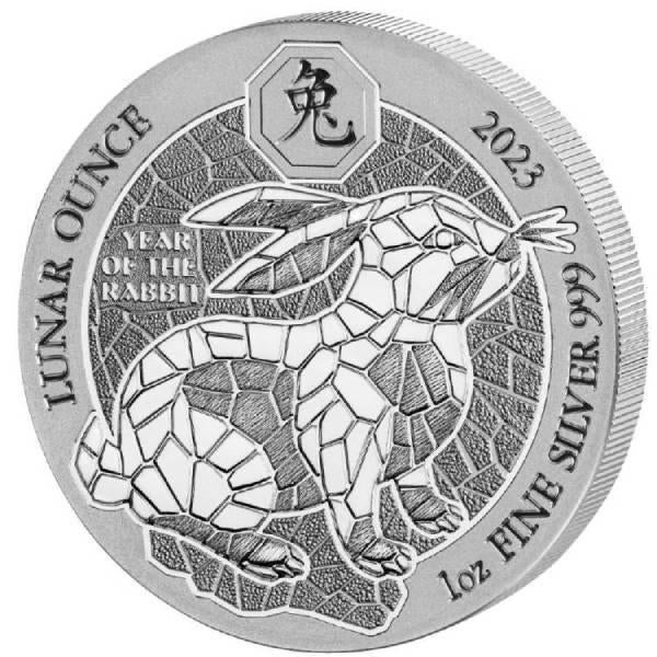 Zilveren Munt Rwanda / Ruanda Lunar Rabbit 1 oz 2023 (folie), Postzegels en Munten, Munten | Oceanië, Ophalen of Verzenden, Losse munt
