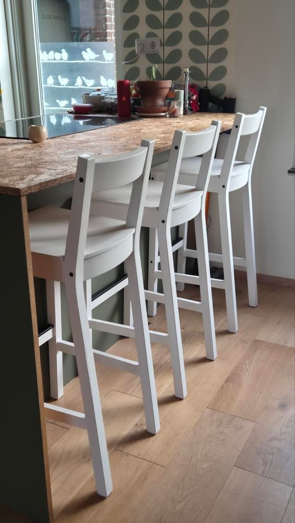 Houten IKEA Nordviken Barkrukken - nog 1 stoel, Ophalen, Gebruikt, Met voetsteun, 60 tot 90 cm