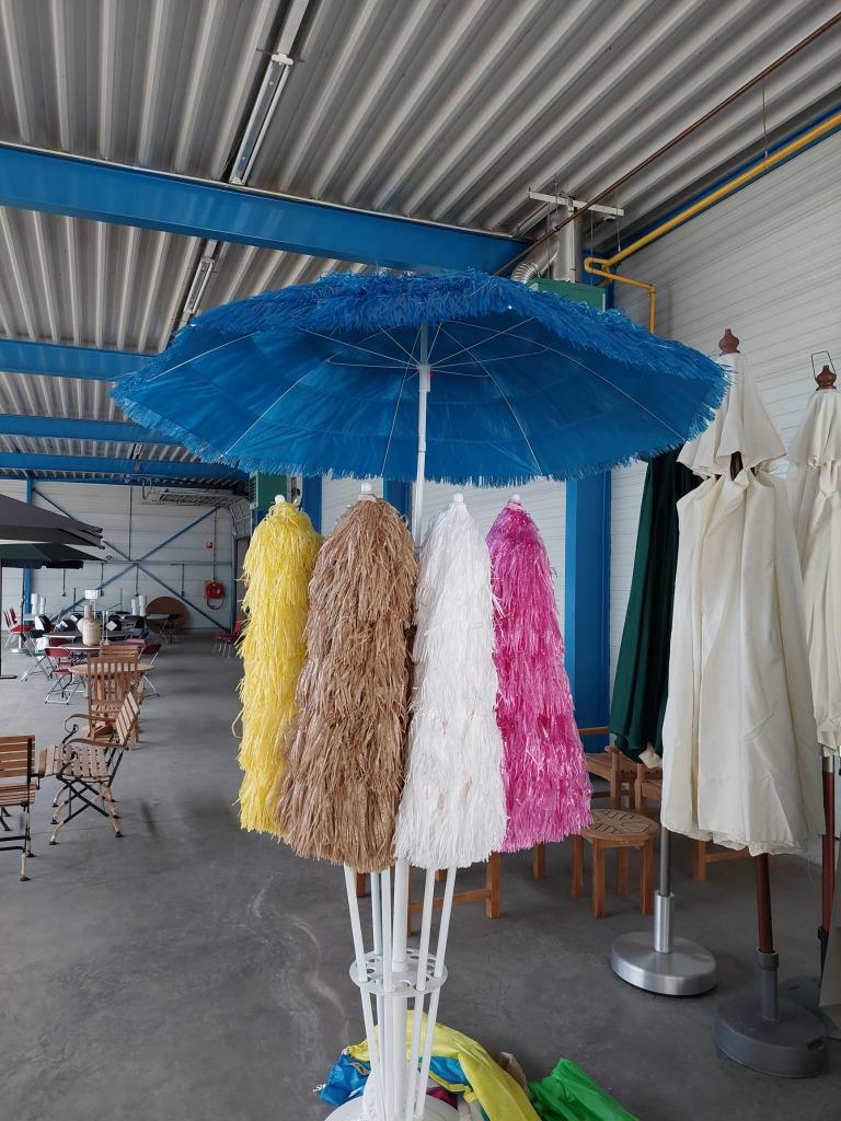 Hawaii parasol 200 cm raffia in diverse kleuren, Tuin en Terras, Parasols, Ophalen, Kantelbaar, Nieuw, 1 tot 2 meter
