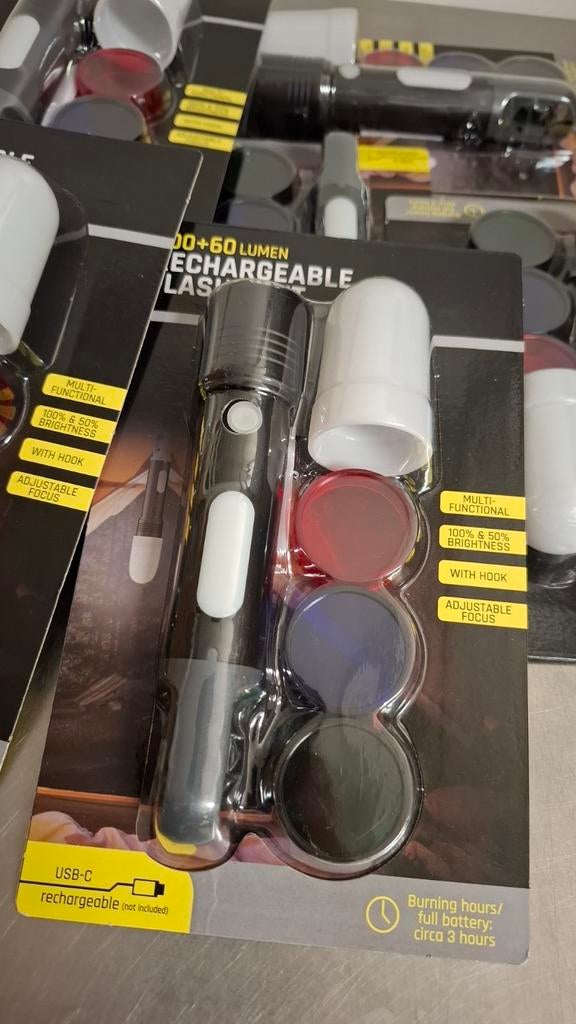7x Oplaadbare Zaklampen met Kleurenfilters - Nieuw, Ophalen of Verzenden, Nieuw, Minder dan 50 watt, Lamp