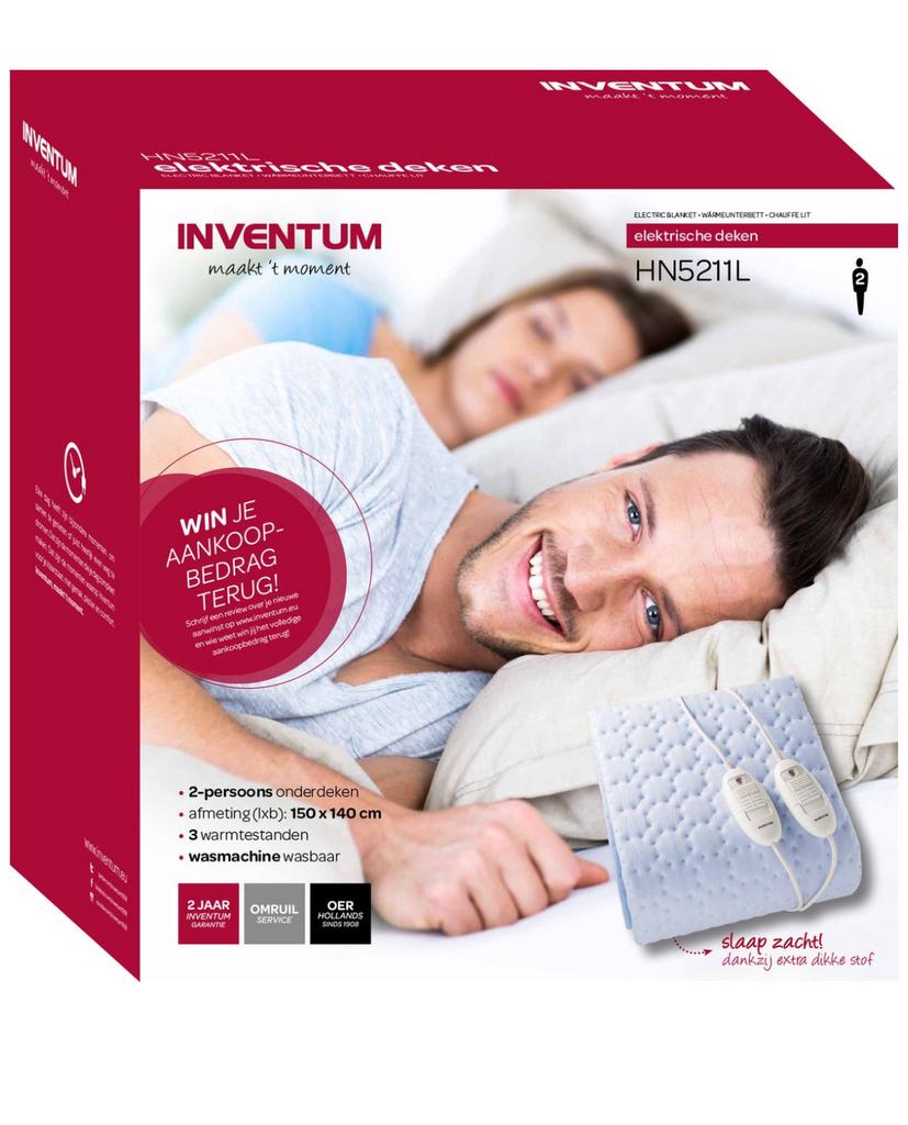 Inventum HN5211L 2-persoons elektrische onderdeken, Overige kleuren, Ophalen of Verzenden, Deken of Dekbed, Inventum