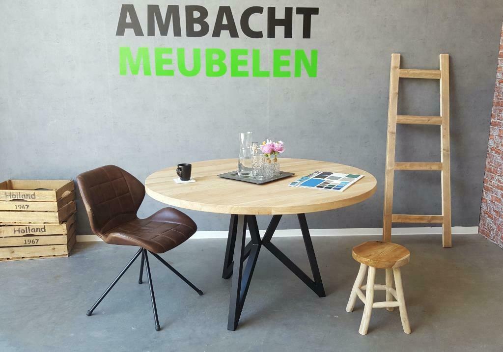 MASSIEF Eiken Ronde Tafels Eettafel Rond SHOWROOM OPEN ACTIE, Huis en Inrichting, Ophalen of Verzenden, Nieuw, Rond, Eikenhout