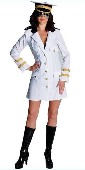 Leuke wit/zwart/gouden KAPITEIN/SCHIPPERS jurk + pet, Carnaval, Nieuw, Kleding, Ophalen