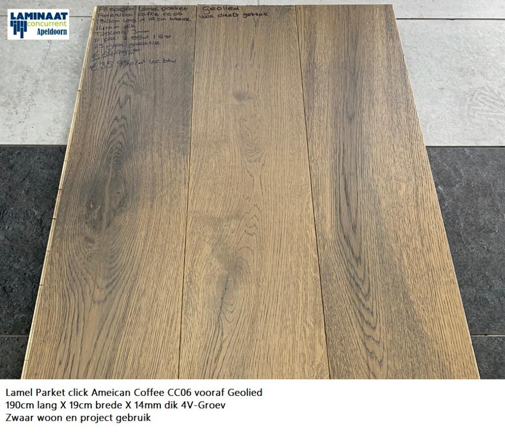 Lamel Parket Click American Coffee Bruin 14mm dik 4V XXL, Bruin, 75 m² of meer, Nieuw, Ophalen of Verzenden