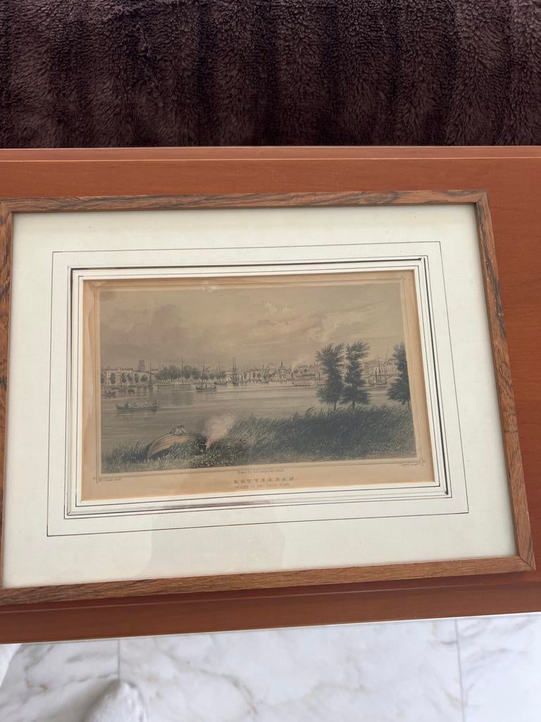 Oude Prent Rotterdam Gezicht Oude-Hoofd, Antiek en Kunst, Ophalen
