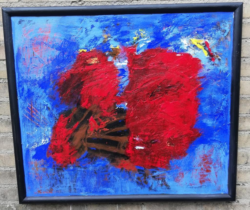 Ans van Aar, A l'aventure le rouge et blue. 79/69 cm, Ophalen