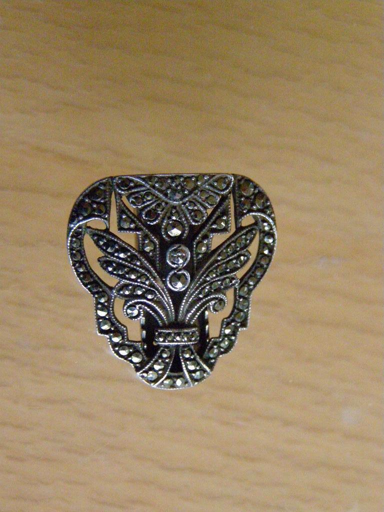 VINTAGE KLEDING CLIP BROCHE BLOEMEN MARKASIET ART DECO, Overige materialen, Met strass, Minder dan 4 cm, Ophalen of Verzenden
