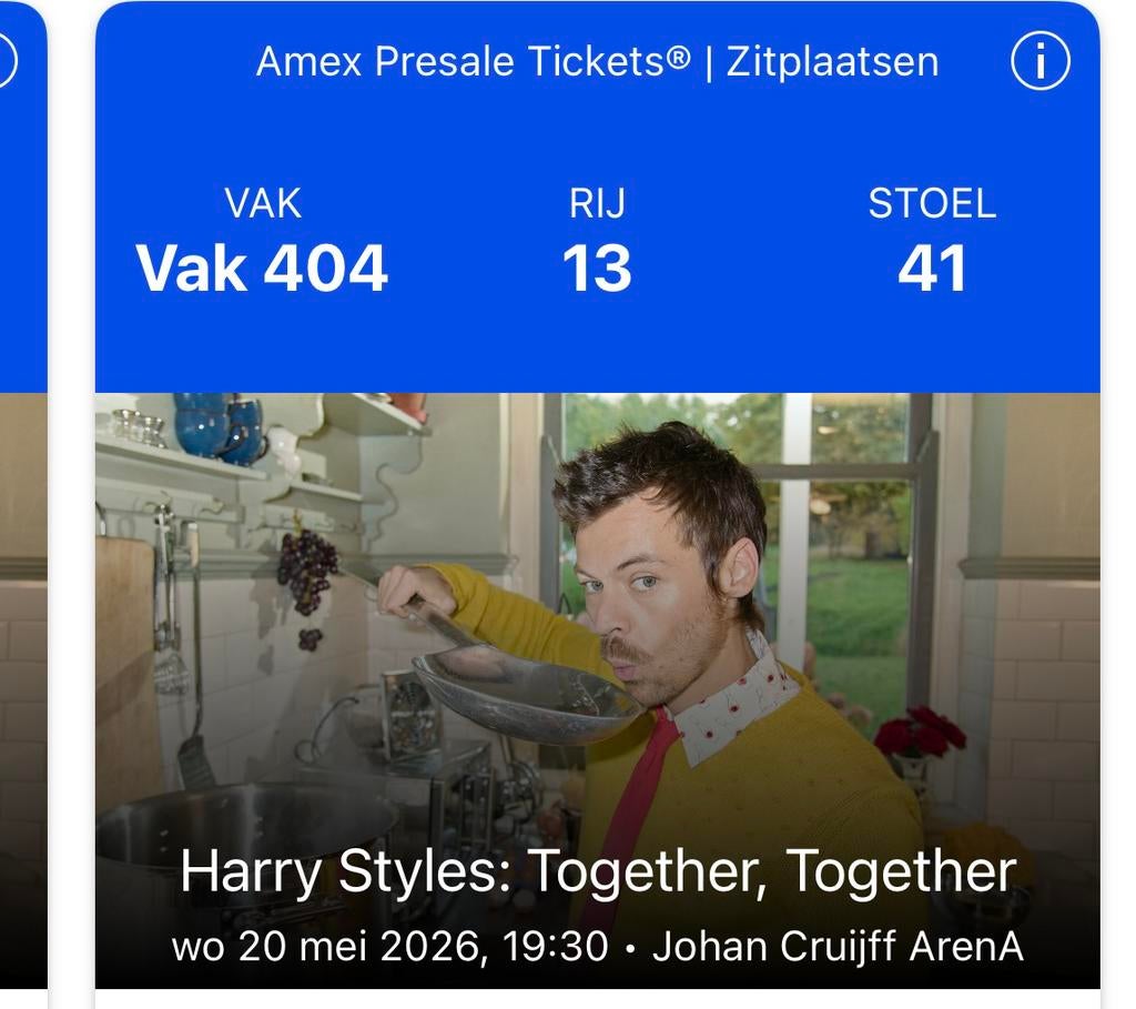 Twee tickets harry styles zitplekken, Tickets en Kaartjes, Twee personen, Overige soorten