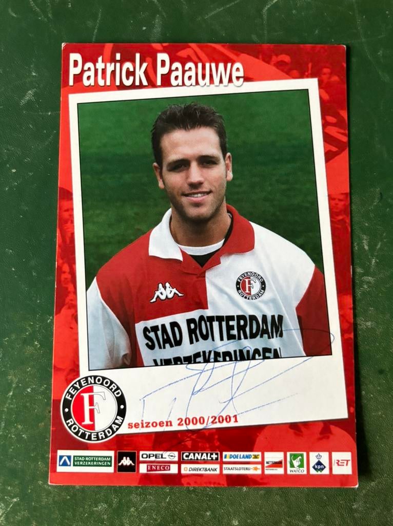 Gesigneerde spelerskaart Patrick Paauwe Feyenoord 00-01, Ophalen of Verzenden, Feyenoord, Spelerskaart