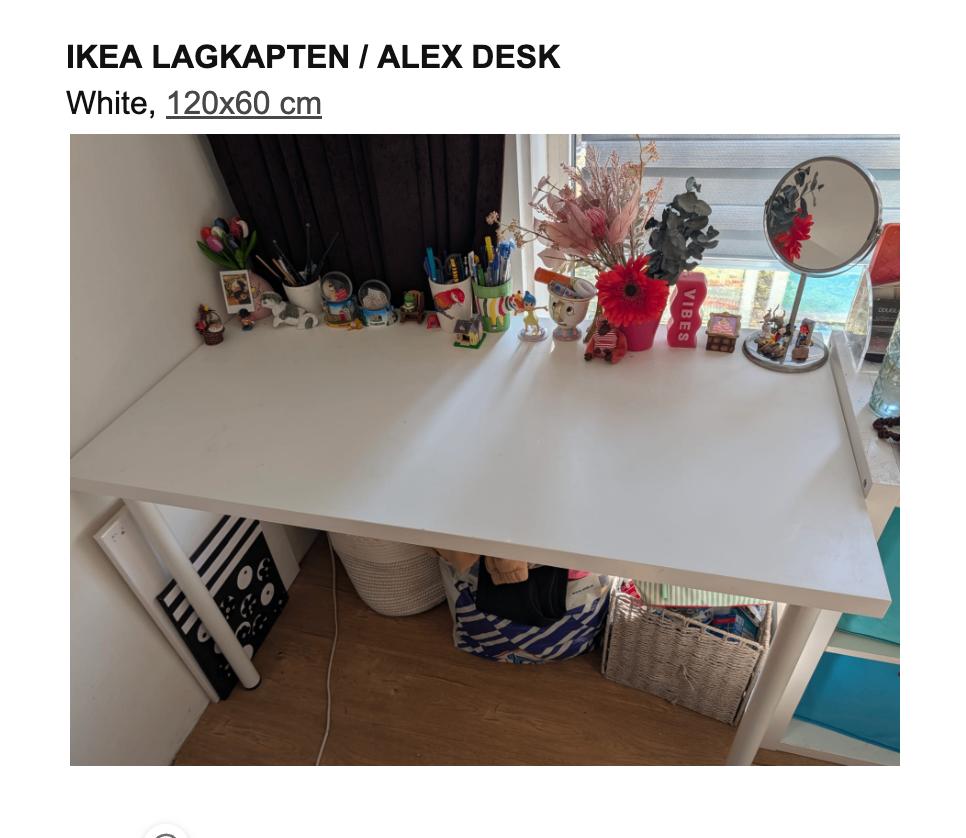 IKEA desk LAGKAPTEN / ALEX white, Huis en Inrichting, Bureaus, Ophalen, Gebruikt