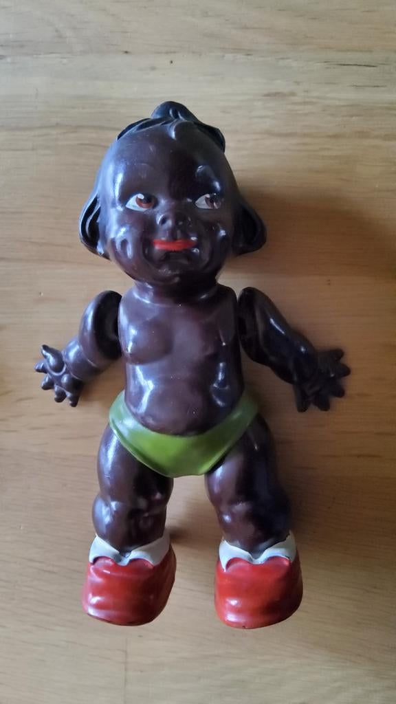 Jaren 30 mechanisch Kewpie Afrikaanse Duitse Looppop EDI, Antiek en Kunst, Antiek | Speelgoed, Ophalen of Verzenden