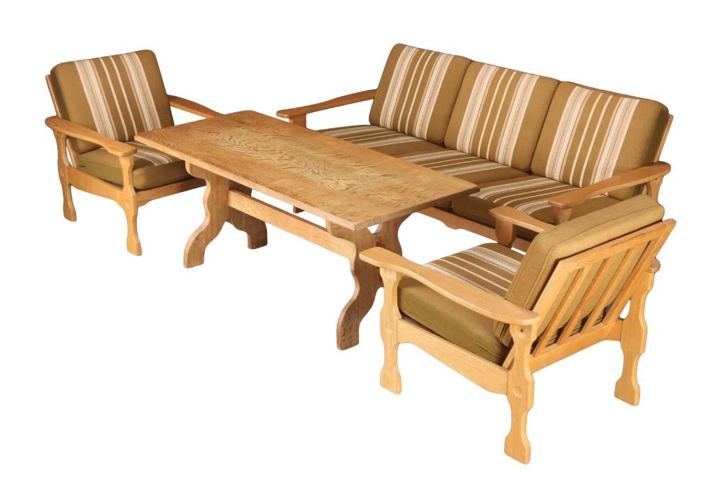 vintage eiken zithoek | sofa | easy chairs | jaren 50 | Deen, Ophalen of Verzenden, Gebruikt, Hout