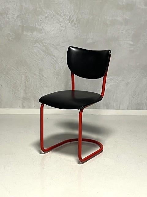 Gebroeders de Wit 2011 eetkamerstoel vintage rood zwart, Ophalen, De Wit, Gebruikt, Zwart