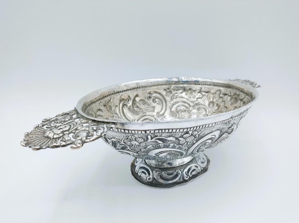 Zilveren brandewijnkom, K. Riddersma, Leeuwarden, 1767, Antiek en Kunst, Verzenden, Zilver