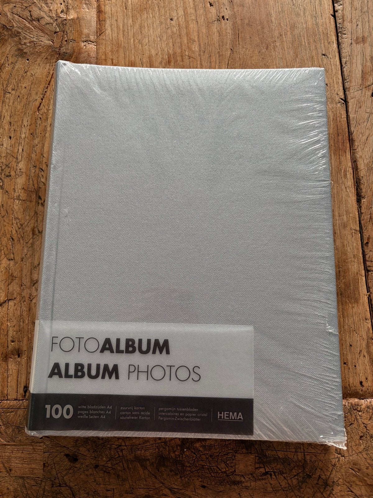 Hema Fotoalbum Grijs - 100 Witte Pagina's, Audio, Tv en Foto, Grijs, Plakboek, Met pergamijn tussenbladen, Nieuw