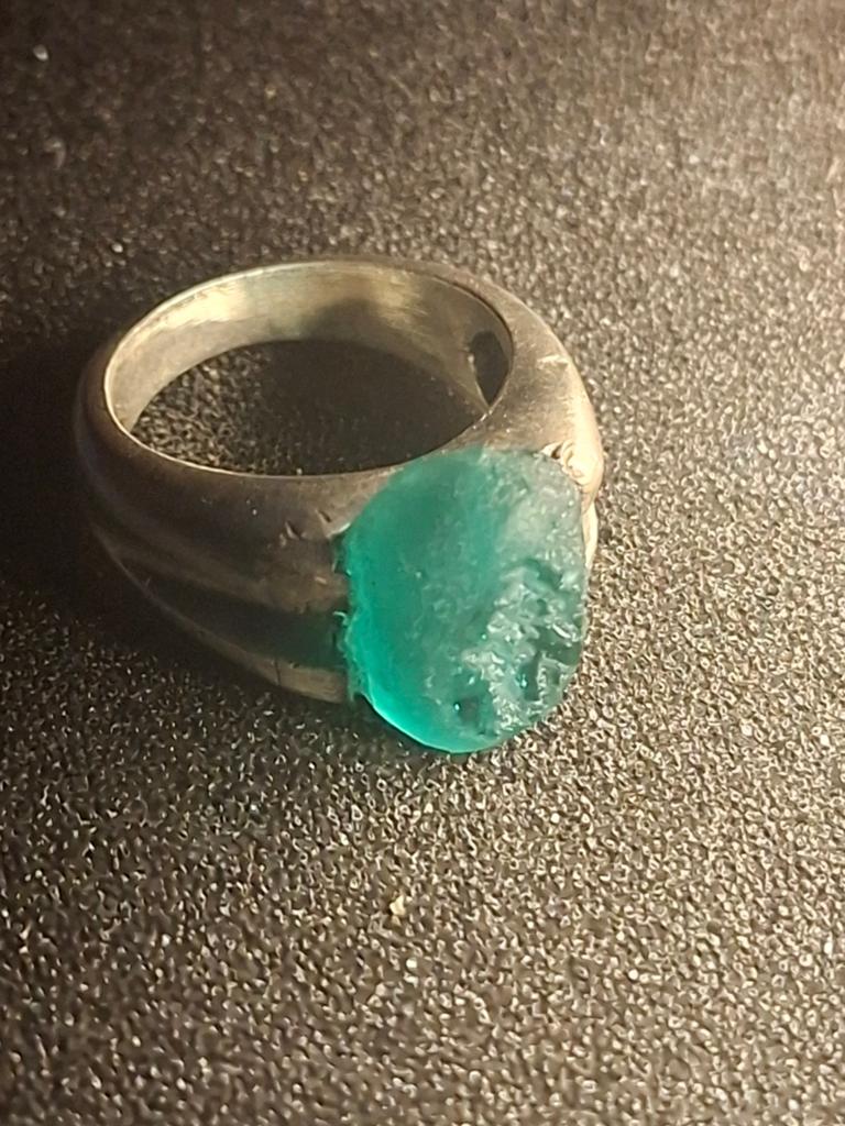 Sterlingzilveren ring met Smaragd edelsteen., Sieraden, Tassen en Uiterlijk, Ringen, Ophalen of Verzenden, Zilver, Zilver, Dame of Heer