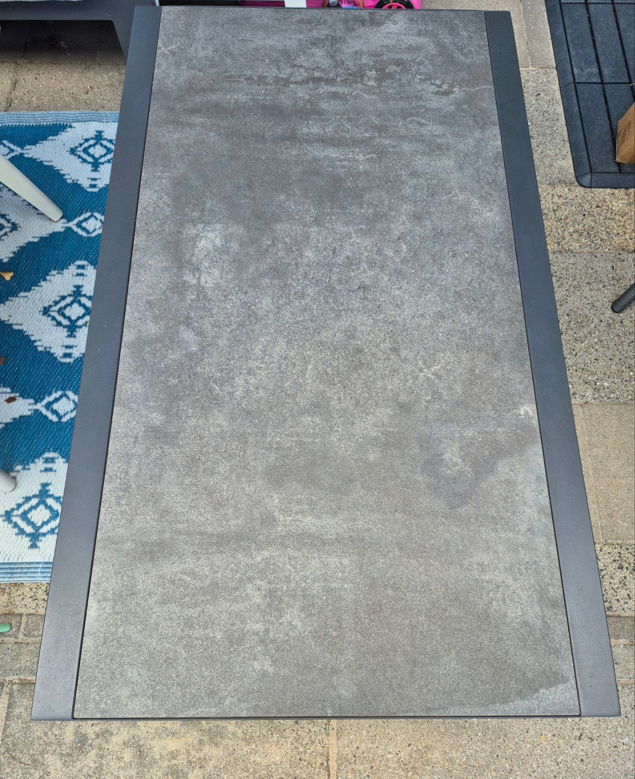 Tuintafel Atlanta keramiek 120x70 cm grijs loungetafel, Ophalen, Rechthoekig, Aluminium