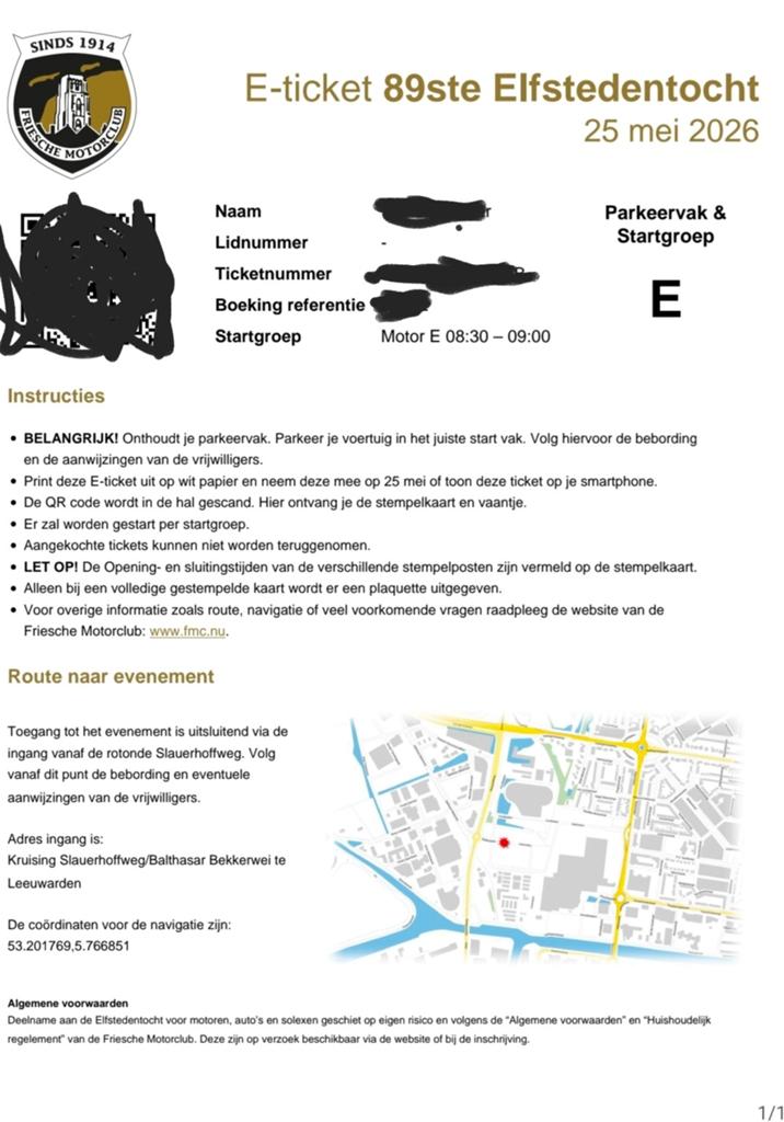 Motor elfstedentocht kaart 2026 groep E 8.30 - 9.00