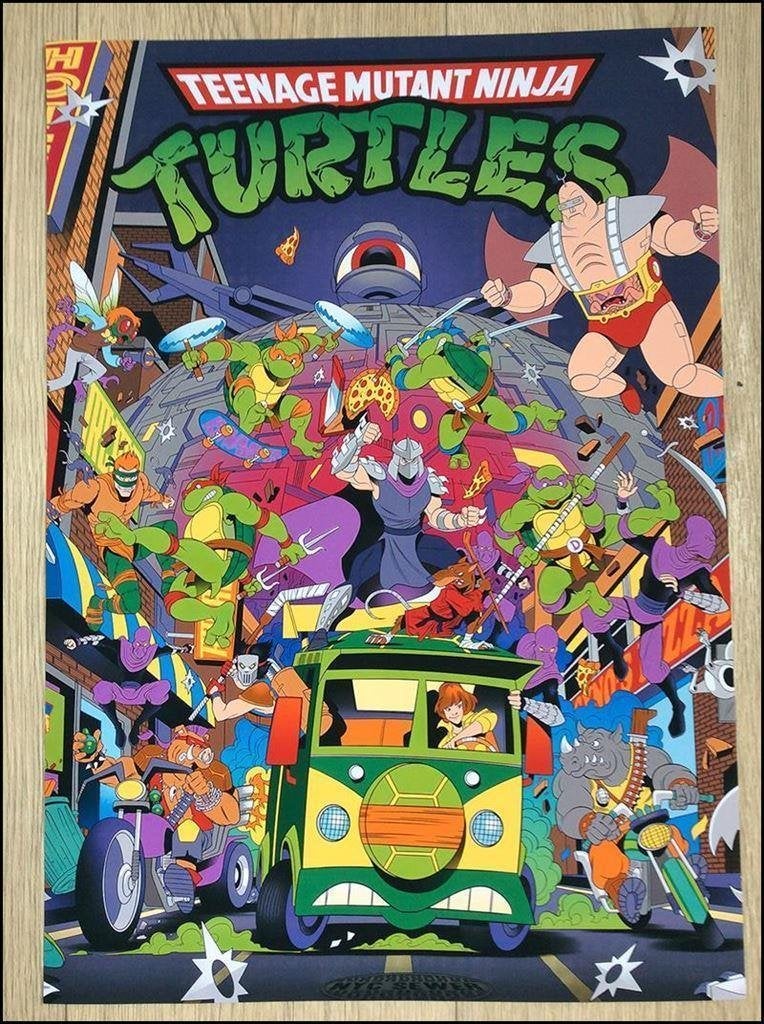 TEENAGE MUTANT NINJA TURTLES Retro TV Affiche Poster, Verzamelen, Stripfiguren, Verzenden, Kuifje, Nieuw, Beeldje of Figuurtje