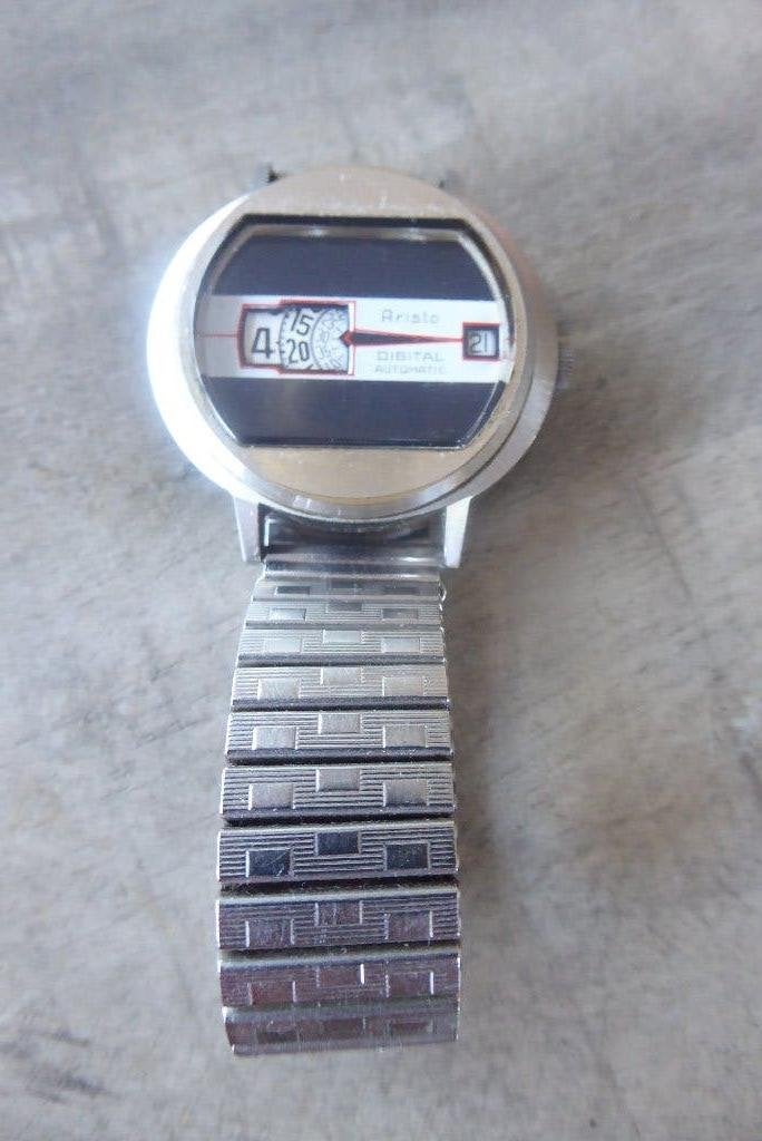 vintage herenhorloge Aristo Digital automatic Springing, Overige merken, Staal, Gebruikt, Staal