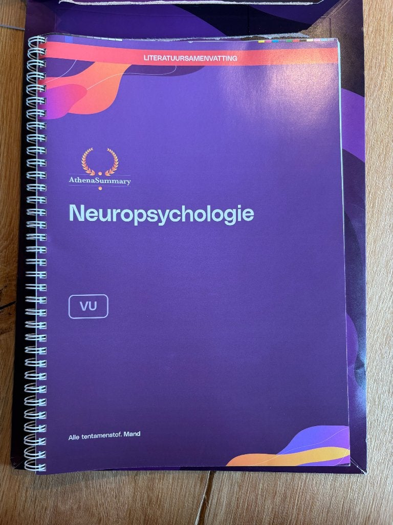 Athena literatuursamenvatting Neuropsychologie, Ophalen of Verzenden, Beta, Nieuw, WO
