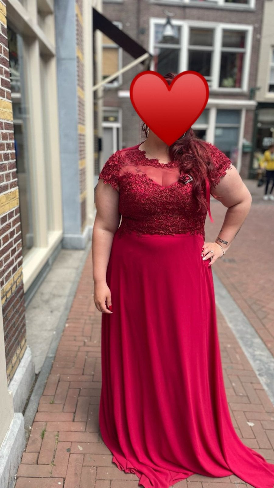 Bordeaux Rode Gala Jurk Maat 48, Kleding | Dames, Jurken, Zo goed als nieuw, Maat 46/48 (XL) of groter, Rood, Onder de knie, Ophalen