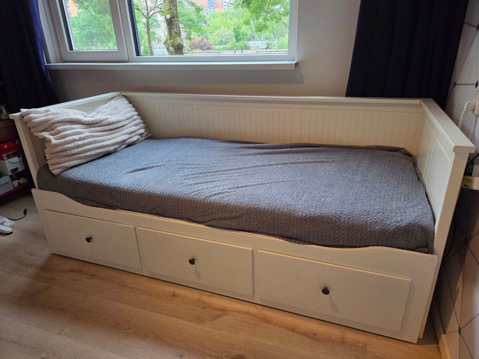 IKEA Hemnes Bedbank met 3 lades - Wit, Ophalen, Eenpersoons, Modern, Scandinavisch, Wit