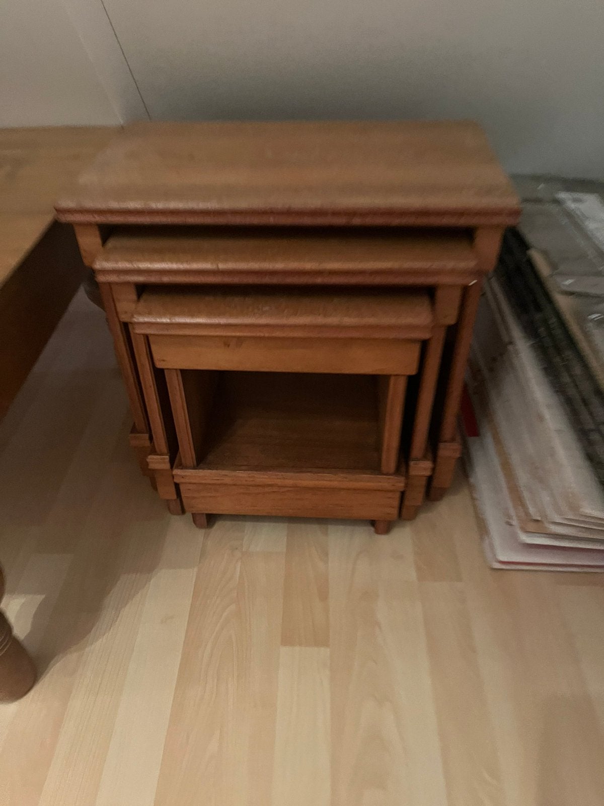 3 inschuif bijzettafeltjes, Minder dan 55 cm, Gebruikt, Rechthoekig, Hout