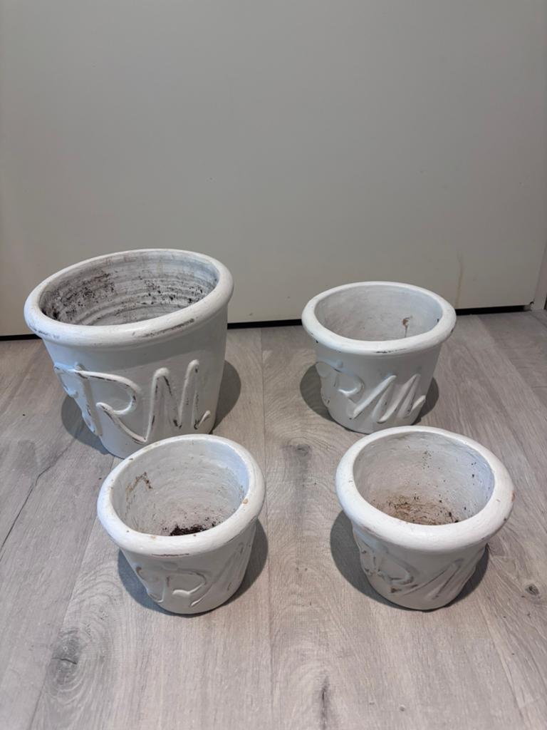 Rivièra Maison Bloempotten – RM Signature (Wit), Rond, Ophalen of Verzenden, Zo goed als nieuw, Aardewerk