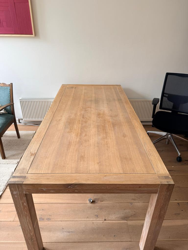 Eettafel massief hout 200x90, Huis en Inrichting, Tafels | Eettafels, Ophalen, Gebruikt, 200 cm of meer, 50 tot 100 cm