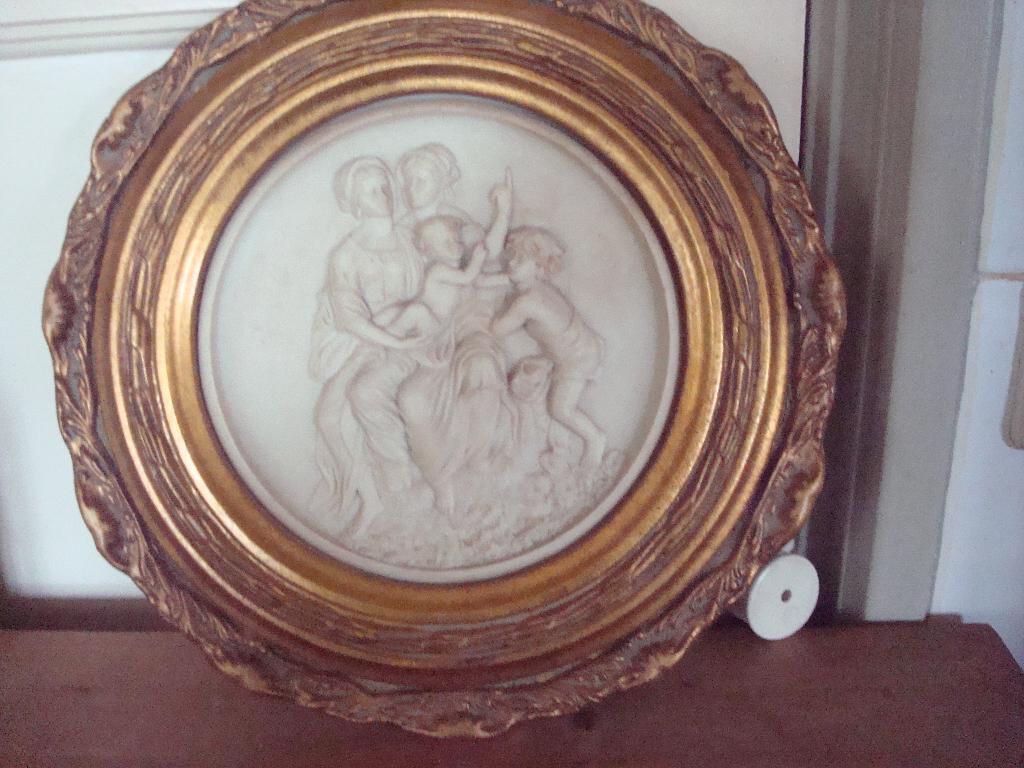 antieke  ronde baroque schilderij albast, Antiek en Kunst, Curiosa en Brocante, Ophalen of Verzenden
