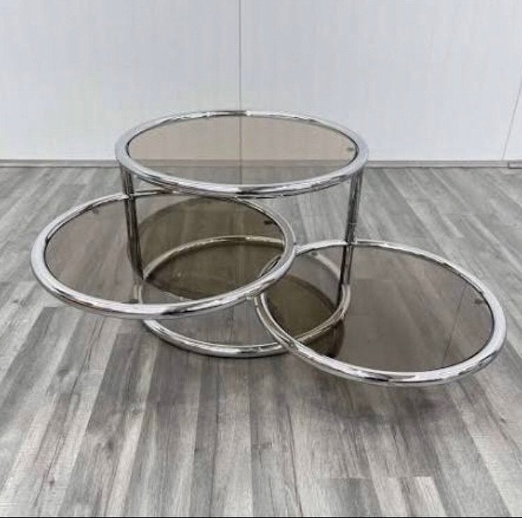 MILO BAUGHMAN Swivel Salon tafel Morex👌,Chrome,glas SWIVEL, Zilver, Beweegbaar, Tafel, 51 cm
