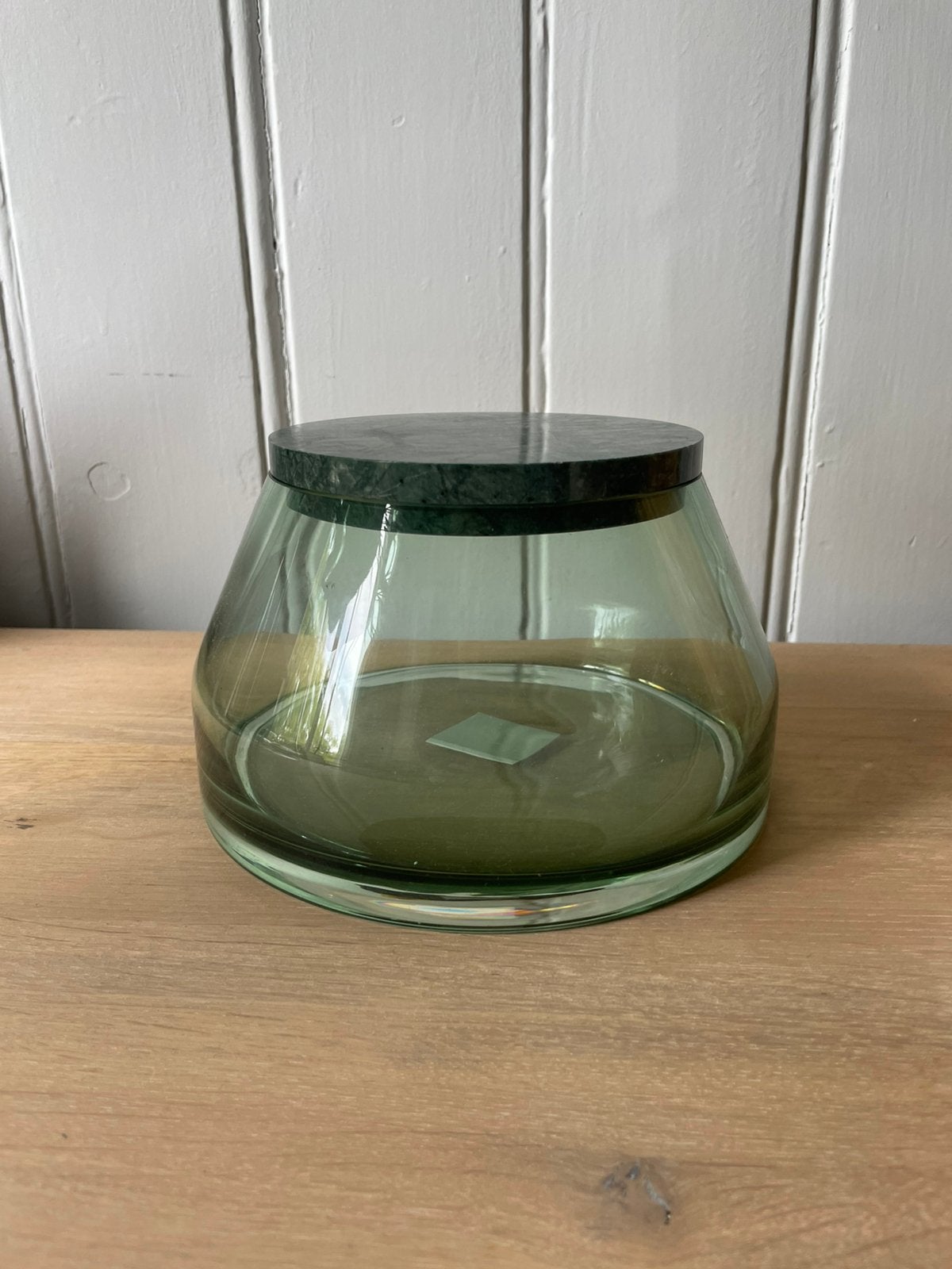 BOLIA voorraadpot van glas en marmer 19x11 cm, Ophalen, Met deksel, Rond, Glas