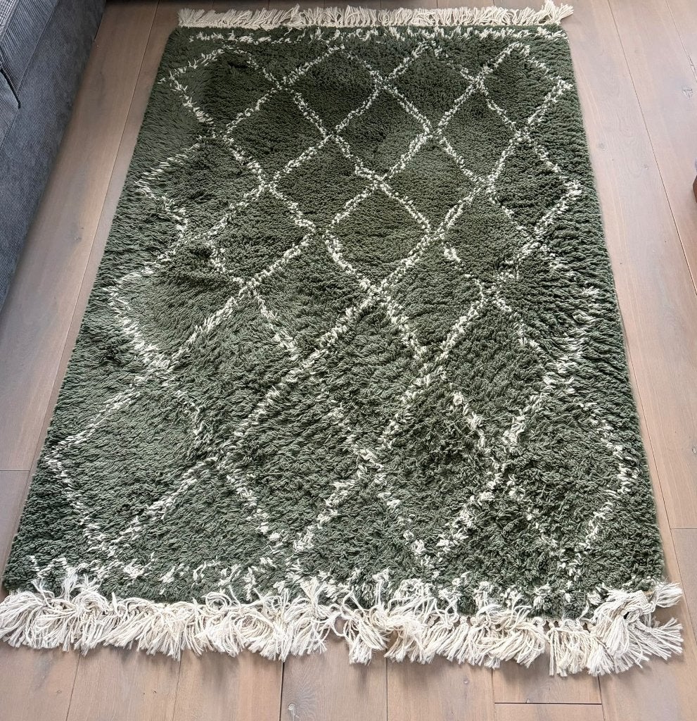 In goede staat: donkergroen vloerkleed (190x120cm), Ophalen, 100 tot 150 cm, Zo goed als nieuw, 150 tot 200 cm