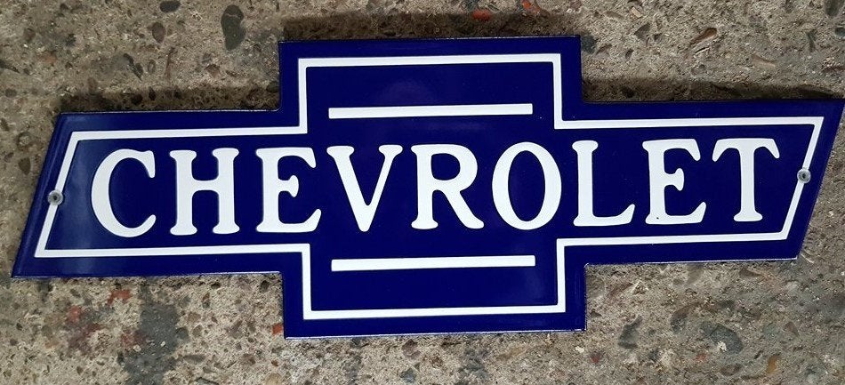 Zwaar emaillen Chevrolet logo mancave garage showroom bord, Reclamebord, Ophalen of Verzenden, Zo goed als nieuw, Info@americansaleshop.nl