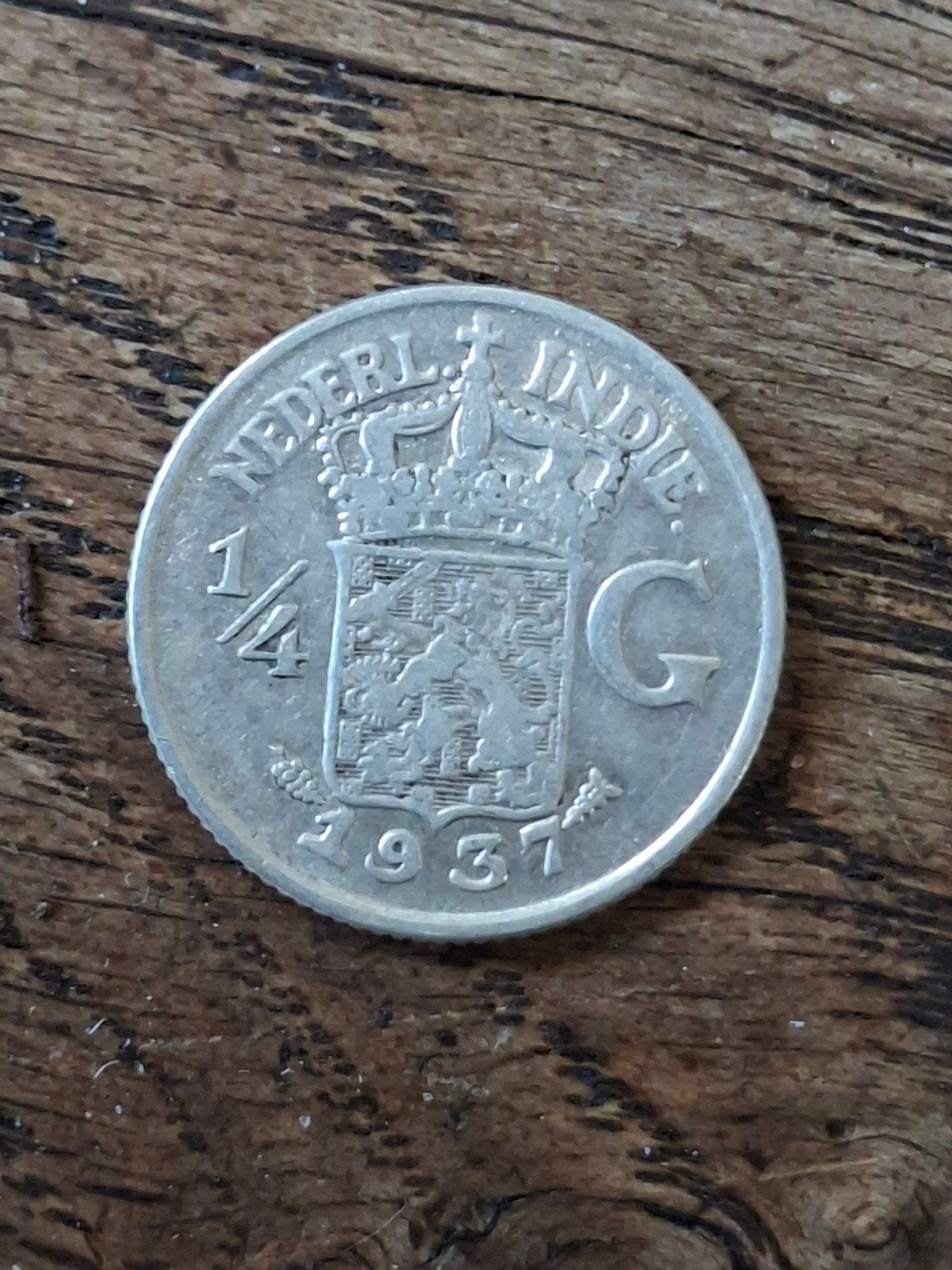 Nederlands-Indië 1/4 gulden 1937 zilver, Postzegels en Munten, Munten | Nederland, Zilver, 25 cent, Ophalen of Verzenden, Koningin Wilhelmina
