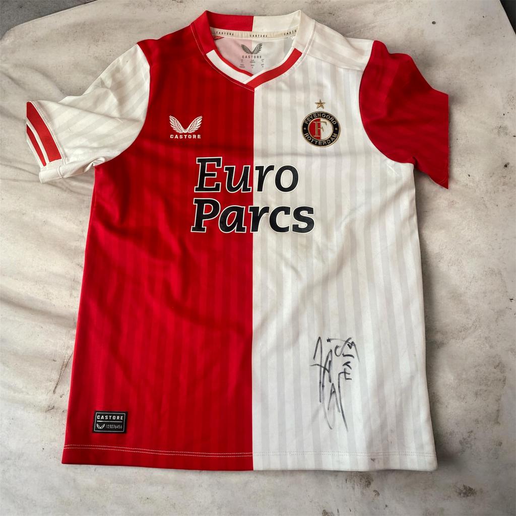 Gesigneerd Feyenoord shirt Hadj Moussa, Ophalen of Verzenden, Gebruikt, Jongen of Meisje, Sport- of Zwemkleding