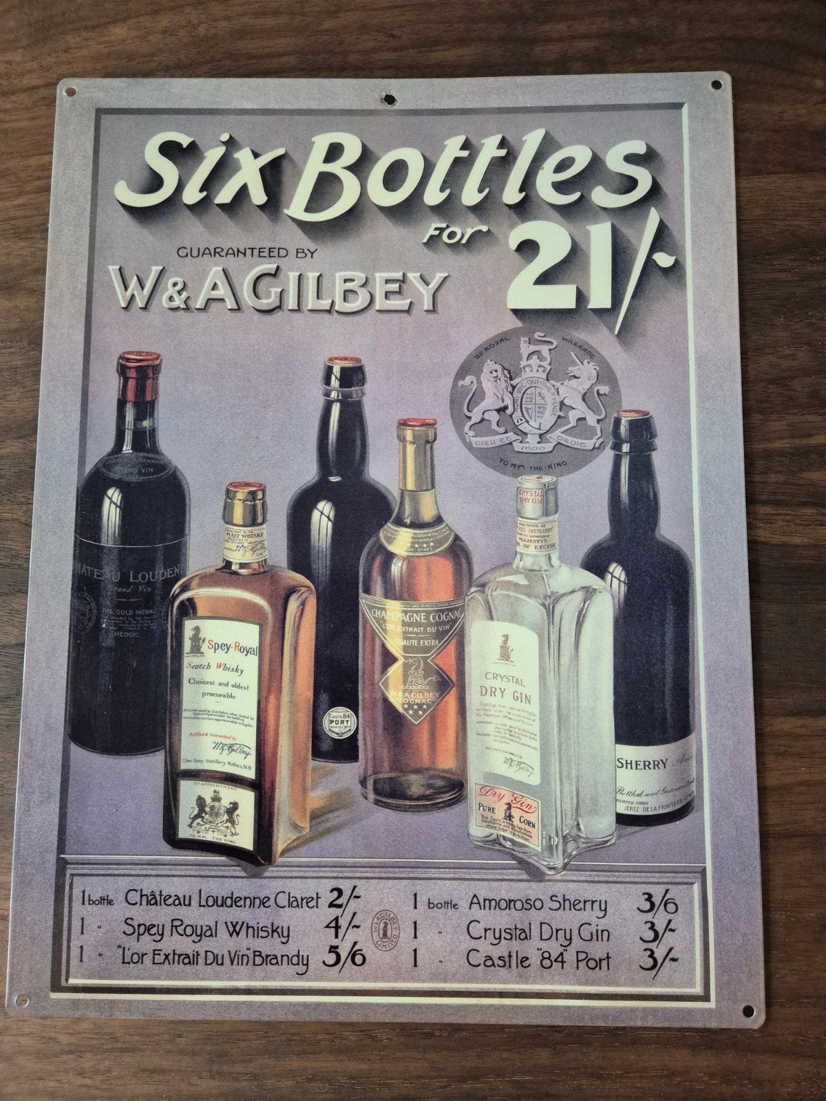 Vintage W&A Gilbey Reclamebord, Ophalen of Verzenden