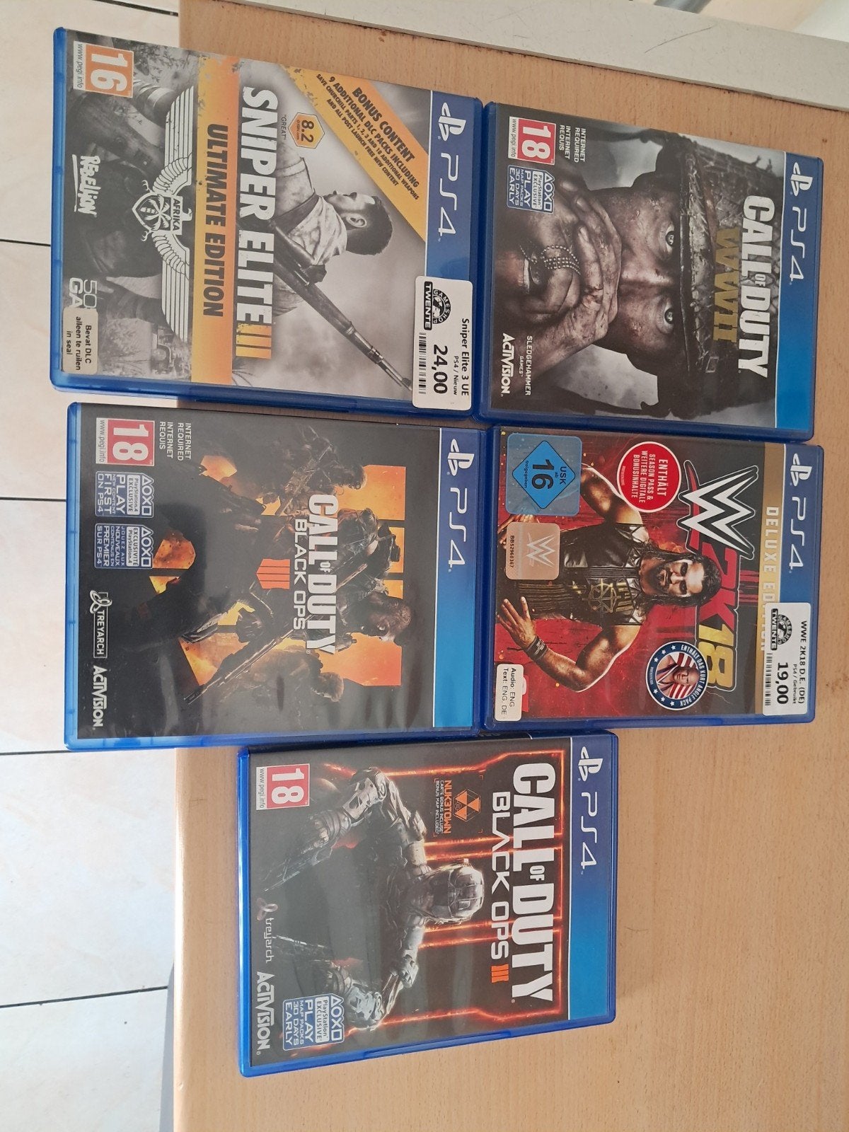 5 stuks  playstation 4 spelletjes, 1 speler, Ophalen, Zo goed als nieuw, Vanaf 3 jaar