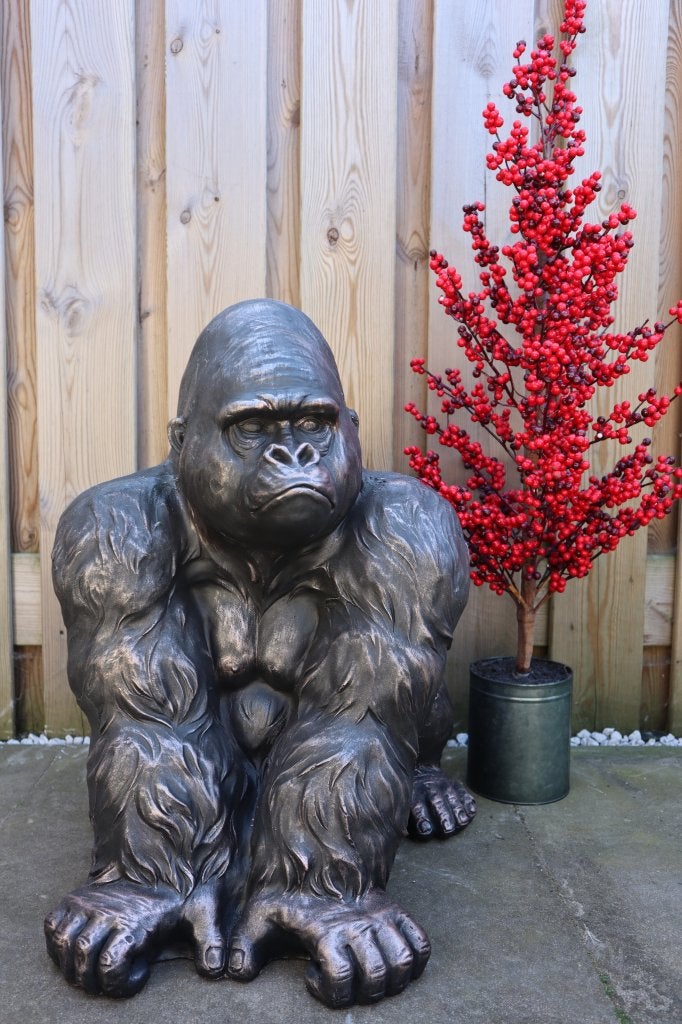 Gorilla beeld brons 58 cm | Tuinbeeld & woondecoratie, -, -, Nieuw, Ophalen of Verzenden