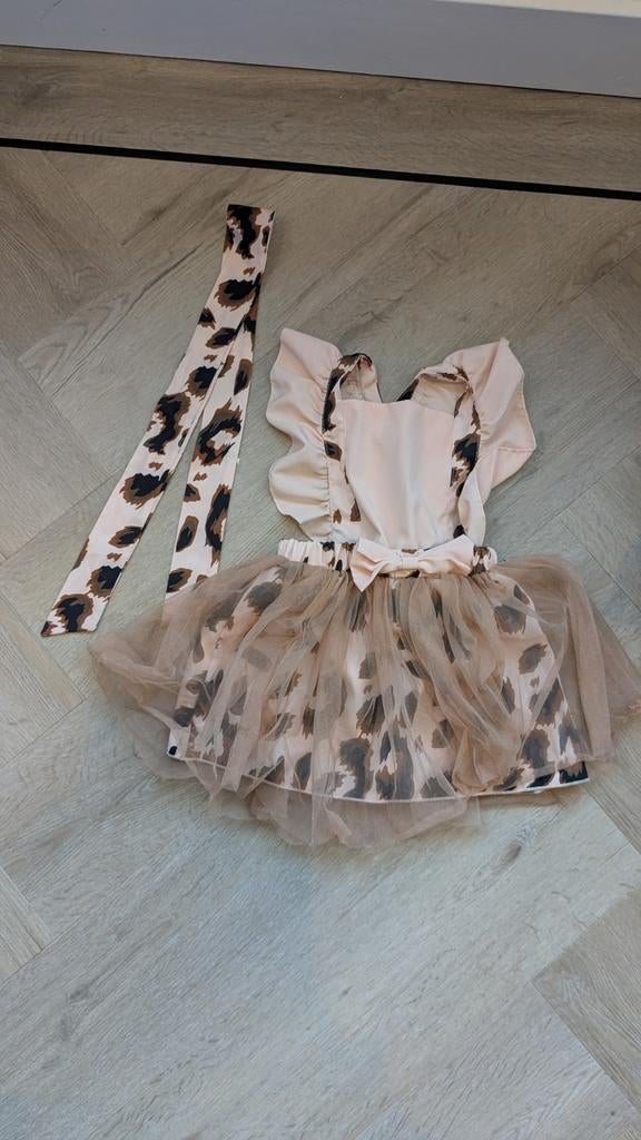 Leopard print jurkje met tule rokje - maat 90, Kinderen en Baby's, Kinderkleding | Maat 92, Meisje, Ophalen of Verzenden, Zo goed als nieuw