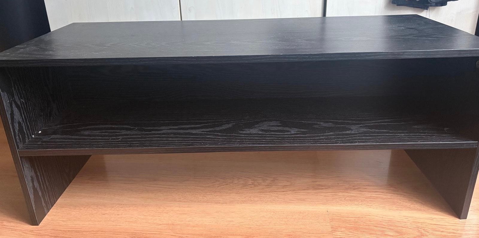Zwart houten tv-meubel / salontafel, Ophalen, Gebruikt, 100 tot 150 cm, Minder dan 100 cm