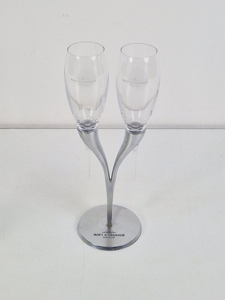 Duo philippe di meo champagne flutes houder moët & chandon, Ophalen of Verzenden, Zo goed als nieuw, Glas, Vintage