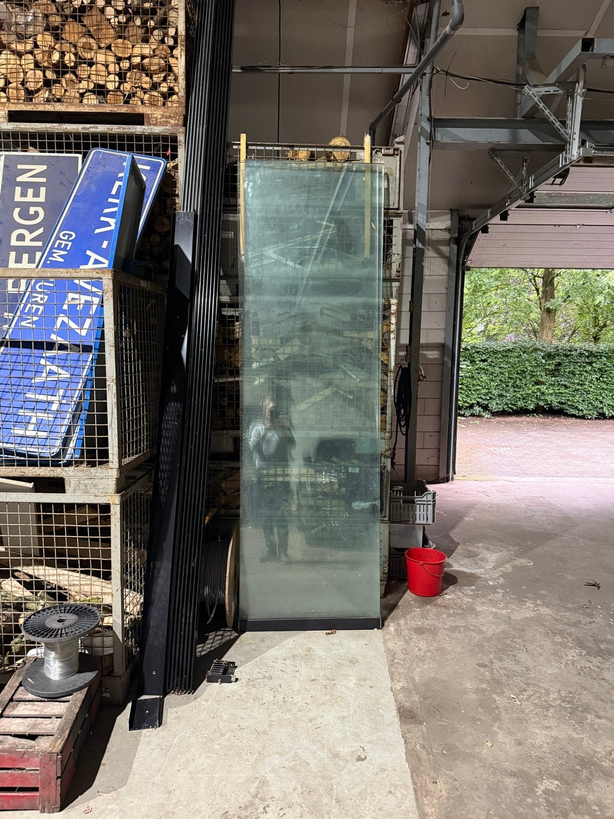 Schuifpui glas 3,5m breed, 6 panelen, 2,6m hoog, 7mm dik, Ophalen, Gebruikt, Glasplaat, 160 cm of meer
