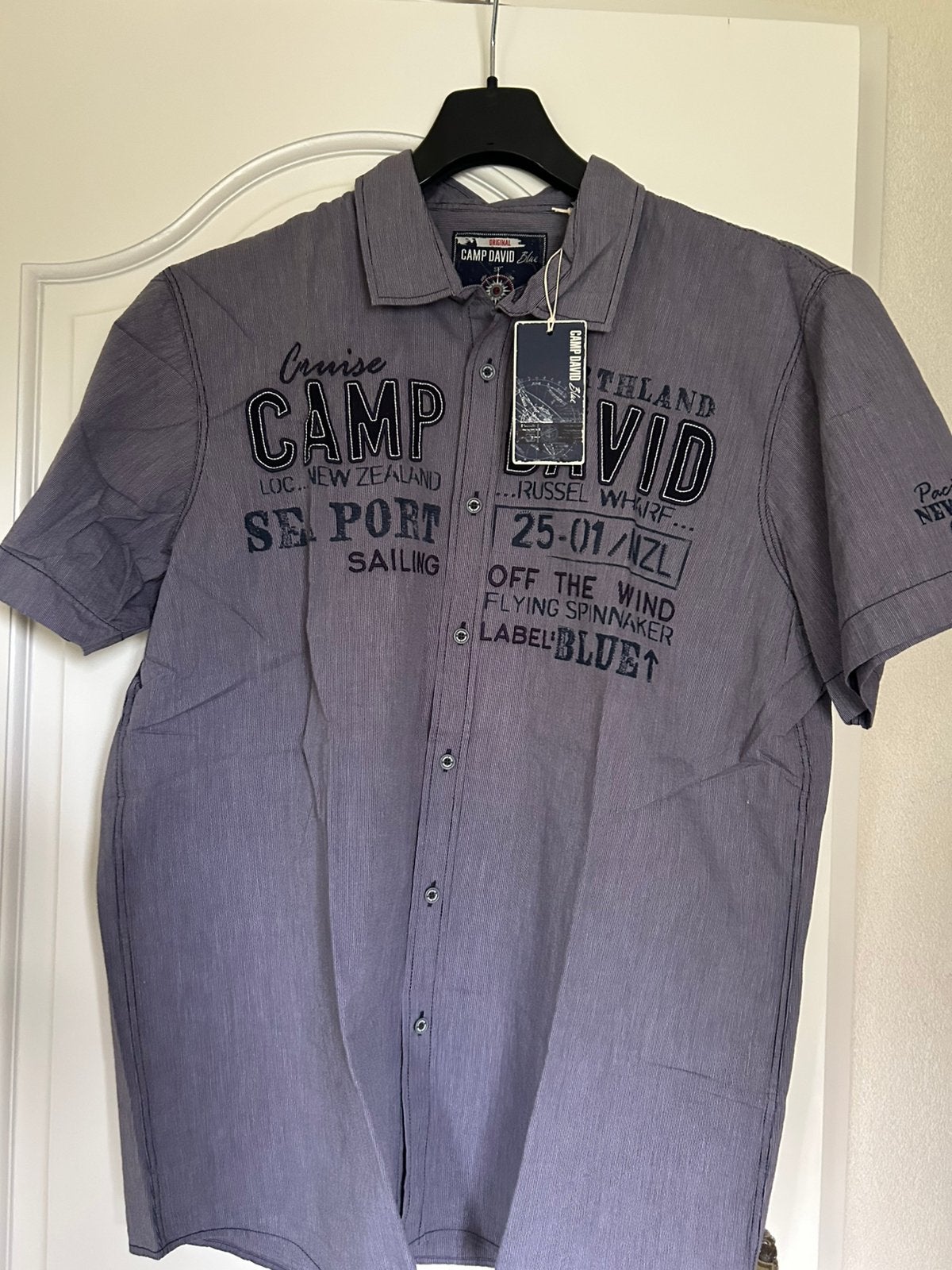 Camp David hemd korte mouw.Nieuw.Maat XL, Kleding | Heren, Overhemden, Verzenden, Nieuw, Blauw, Halswijdte 43/44 (XL)