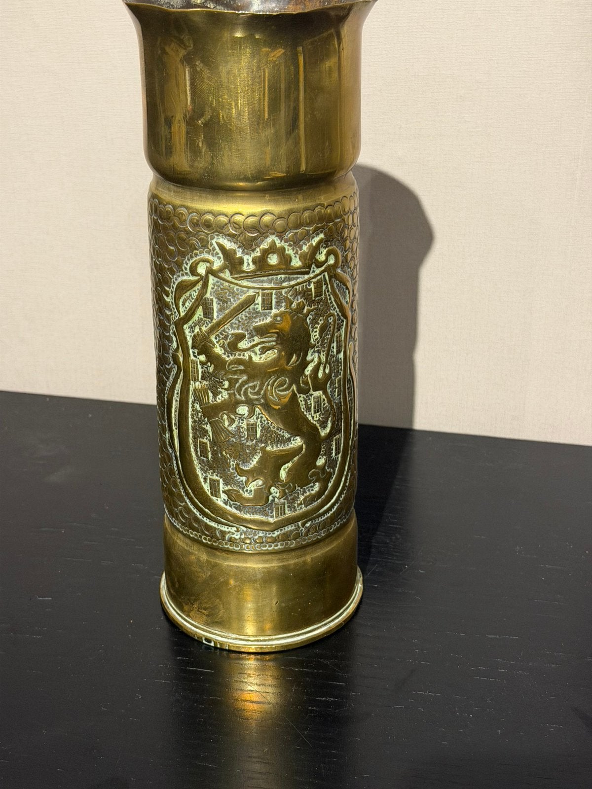 Bewerkte huls herrijzend Nederland, Verzamelen, Militaria | Tweede Wereldoorlog, Ophalen of Verzenden, Landmacht, Nederland, Hulzen of Bodemvondsten
